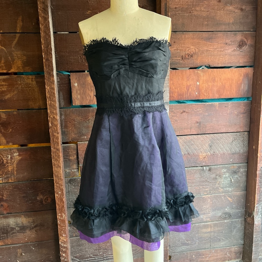 Y2K Whimsigoth Black Silk Nanette Lepore Party Dress